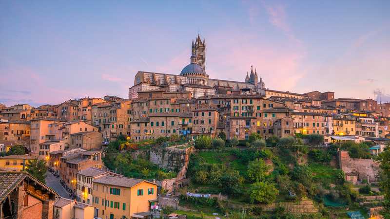 Downtown Siena skyline in Italy